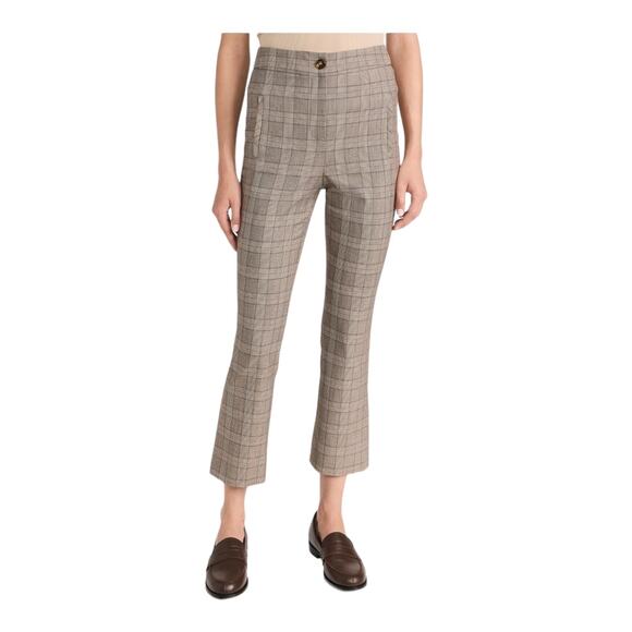 Veronica Beard Pants Arte straight cropped plaid brown size 0